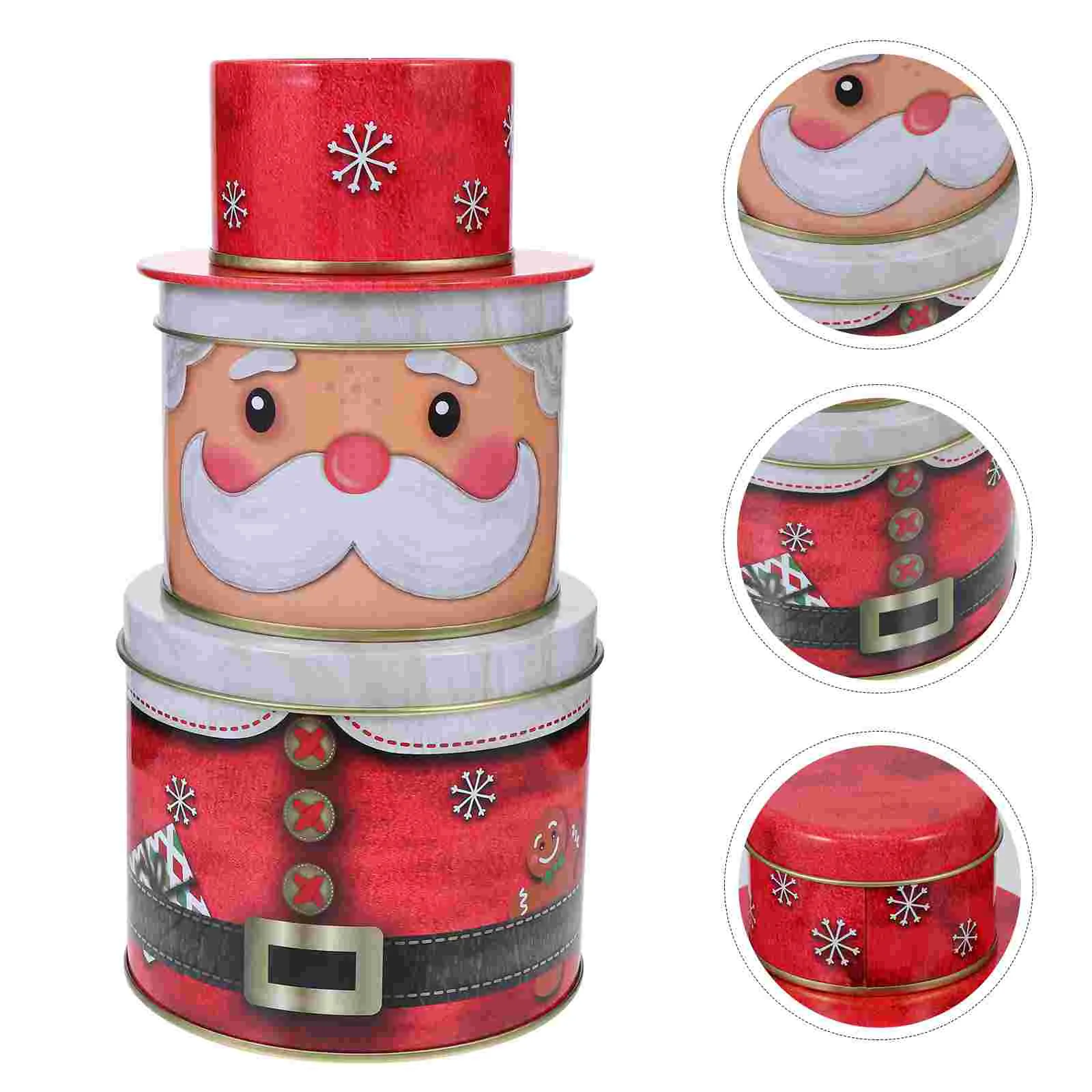 

Basket with Lid Christmas Tin Box Tinplate Iron Boxes Cookie Biscuit Cans Red Baby