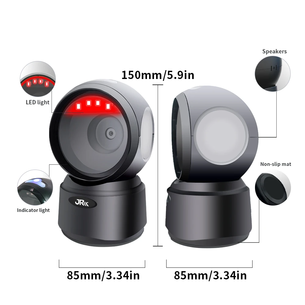 T27H 1D 2D Desktop Barcode Scanner QR Reader Screen Platform For POS PC Supermarket Bookstore Retail Mall