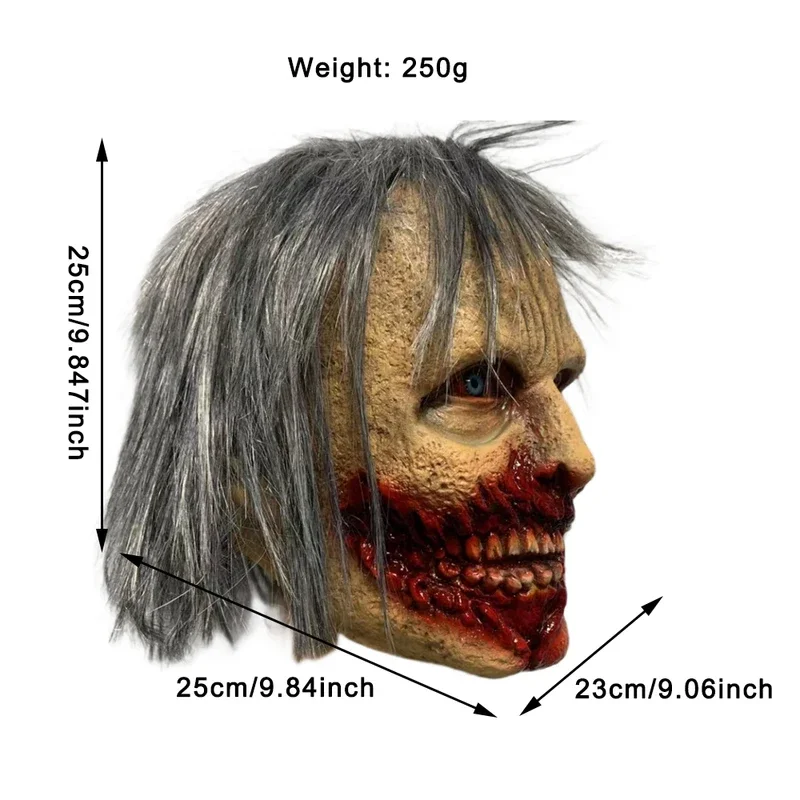 قناع زومبي هالوين نابض بالحياة مخيف ، فستان رعب فاخر ، أغطية رأس للحفلات ، إكسسوارات تأثيري للمنزل المسكون