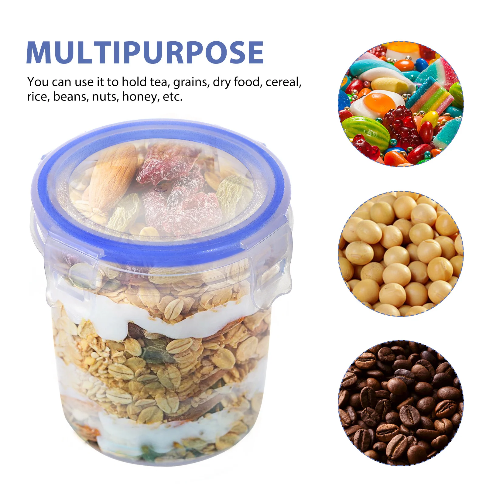 

4Pcs Fresh Keeping Storage Bucket Dustproof Moisture-Proof Food Preservation Box Kitchen Transparent Airtight Container
