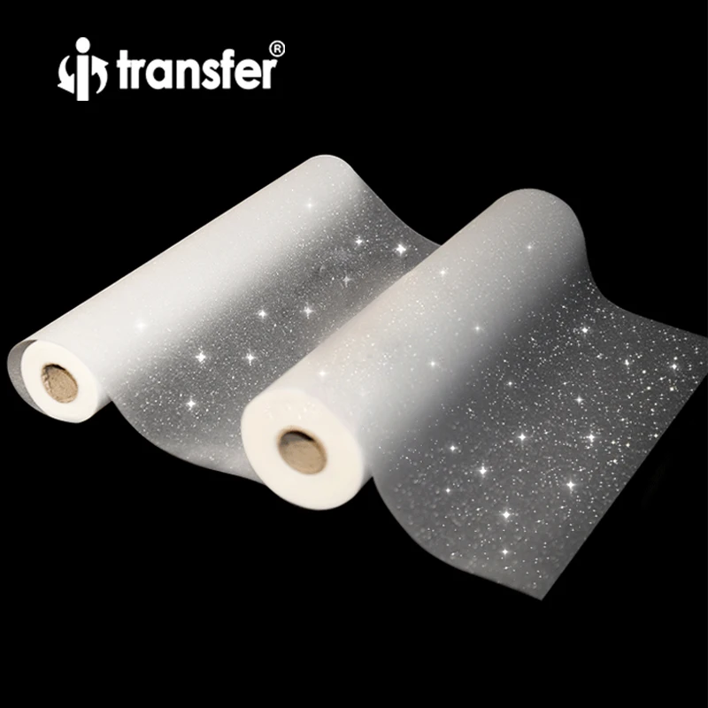 Nieuwe Glitter Dtf Film Goud Kleur Dtf Printing Transfer 30Cm X 100M Roll Size Film Voor T Shirts afdrukken Warmte Pers