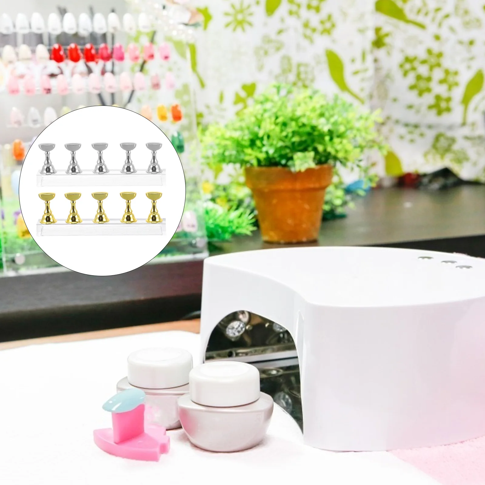 2Sets Nail Art Practice Rack Acrylic Nail Holder Press on Stand Display Tool Manicure Practice Rack