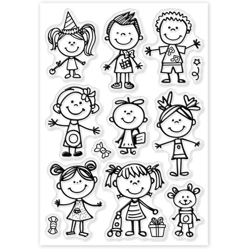 Cartoon Figure Clear Stamps for Cards Making Clear Stamp Seals Transparent Stamps for DIY Scrapbooking Photo Album Journal