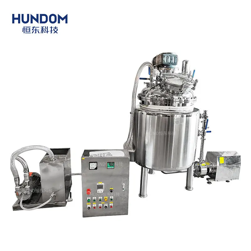 High Quality Industrial Heated Double Jacket Mixer 500 Liters Vacuum Mixer Machine For Cosmetic Body Lotion Moisturiser