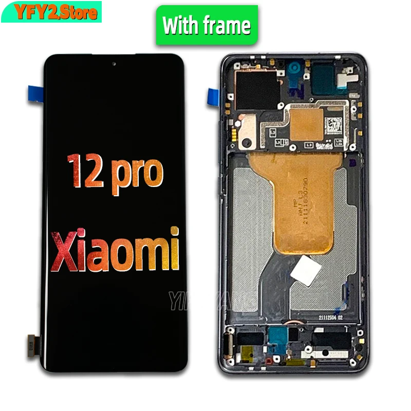 AMOLED Original For Xiaomi 12 Pro LCD 12S Pro 12S Ultra 5G Display Screen Touch Panel For Xiaomi Mi 12 12X Frame