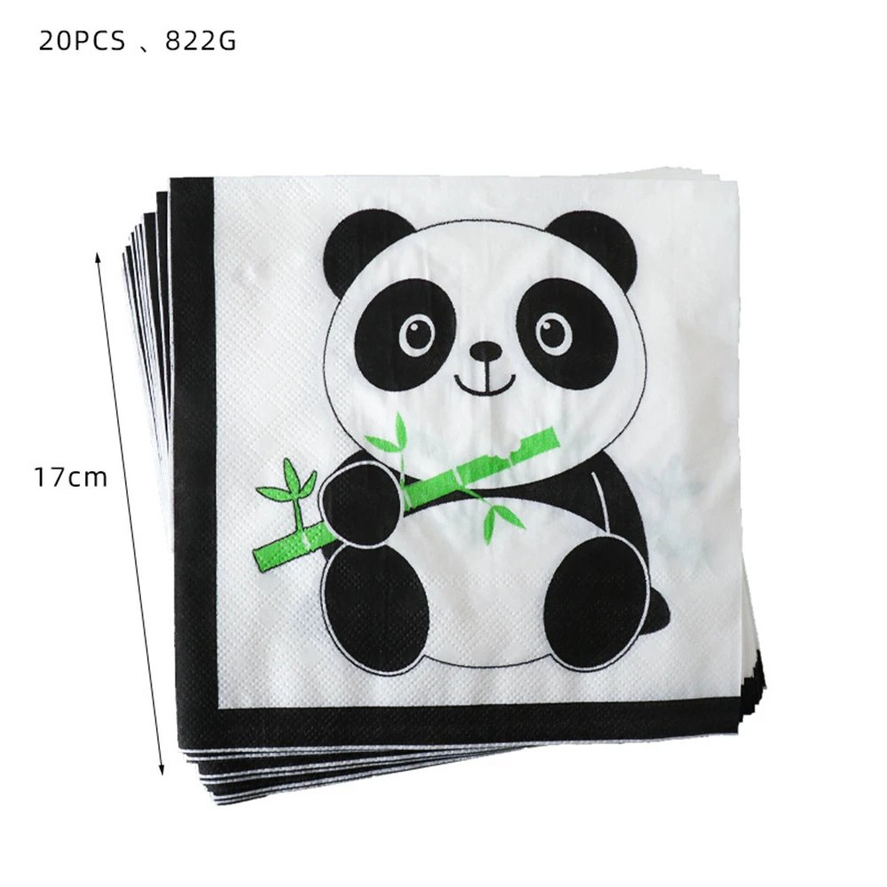 20pcs/lot Baby Shower Panda Theme Kids Favor Birthday Party Disposable Tableware Print Dinner Napkins Decoration Tissue