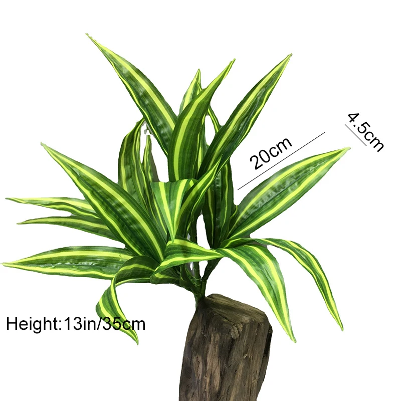 13in Artificial Plants Wall Palm Leaves Tropical Fake Dracaena Tree Lily Bamboo Plastic Magnolia Foliage For Home Garden Decor