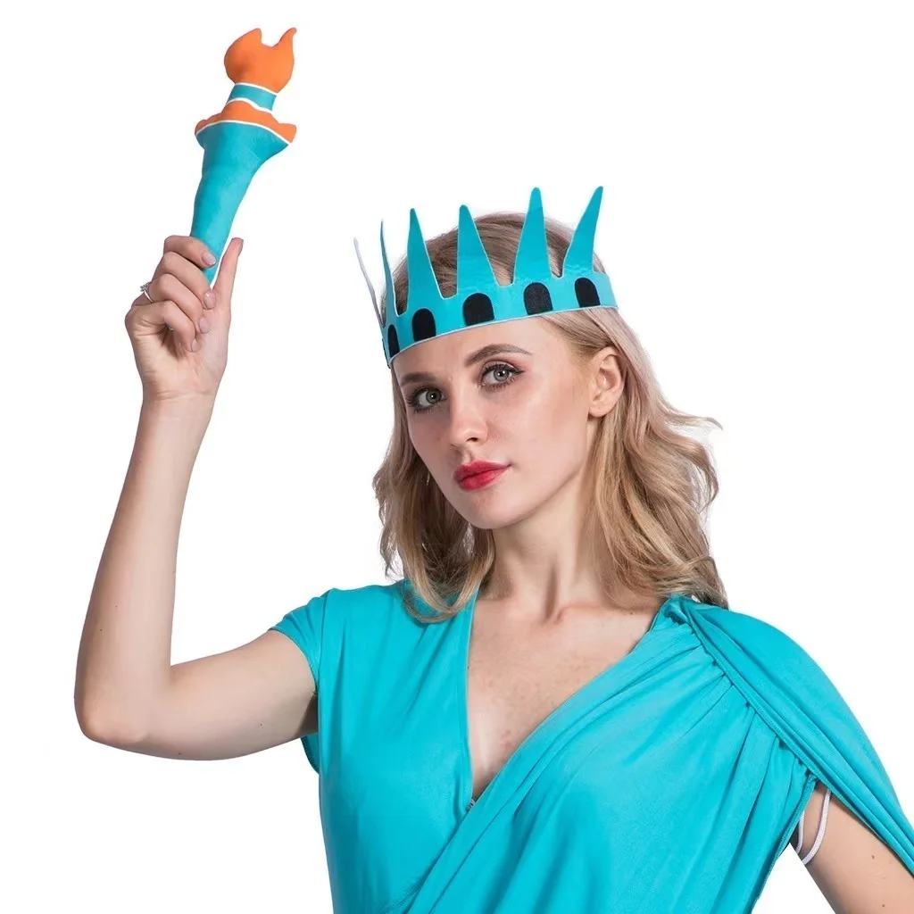 Halloween Costume 2023 Adult Lady Women Statue Of Liberty Greek Robe Cosplay Grown Torch Purim Carnival Party Fancy Dress