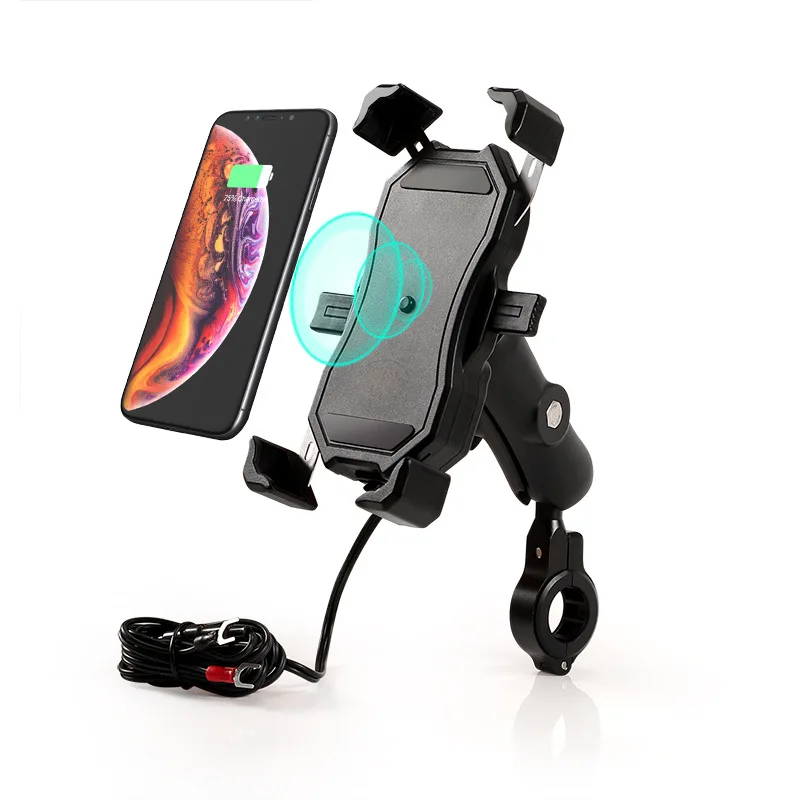 

Мотоциклетный держатель для телефона с беспроводной зарядкой 15 Вт, USB-зарядкой и быстрой зарядкой QC3.0, с выключателем