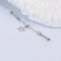 1PC 16G 14G Pearl Industrial Piercing Surgical Steel Cartilage Ear Star industrial Barbell Piercing  Jewelry