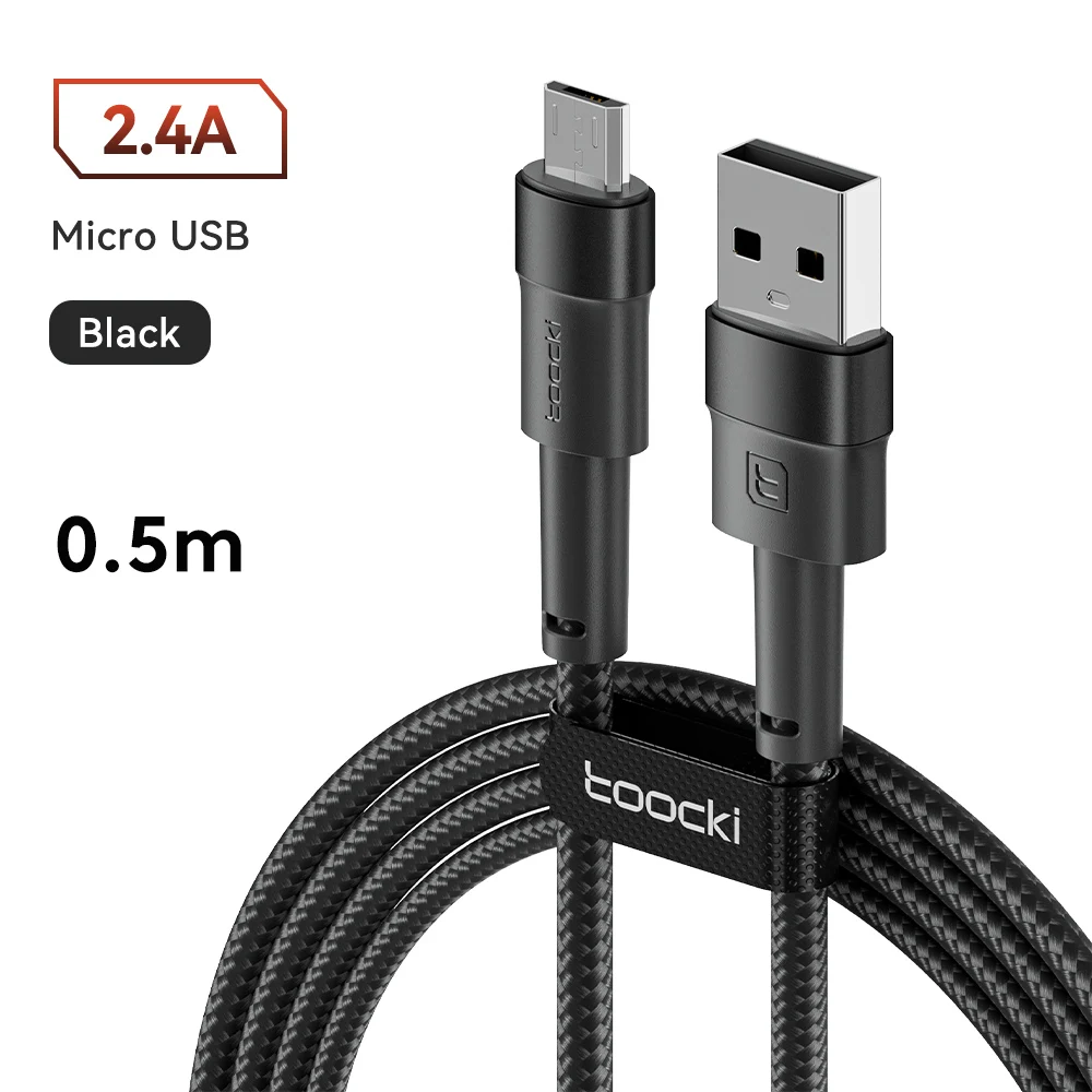 Toocki 2,4 A Micro-USB-Kabel für Samsung Redmi, schnelles Aufladen, PD-Schnellladung, Mikrokabel für Lüfter, Kopfhörer, Ladegerät, USB-Datenkabel