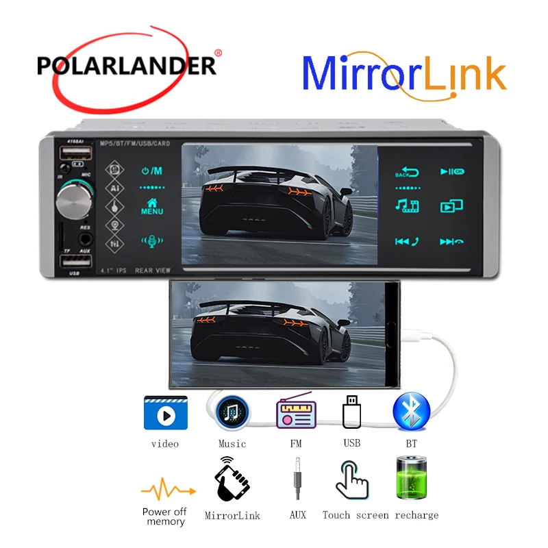 

Car Multimedia Player Car Radio Autoradio 1Din 4'' Touch Screen Audio Mirrorlink Stereo Camera AI Voice Bluetooth for BMW Nissan