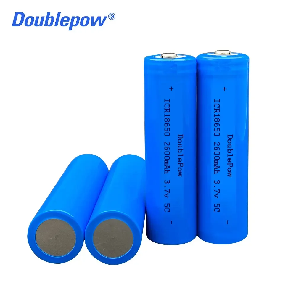 True capacity 100% new original Doublepow 18650 battery 3.7v 2600mah 18650 rechargeable lithium battery for flashlight batteries