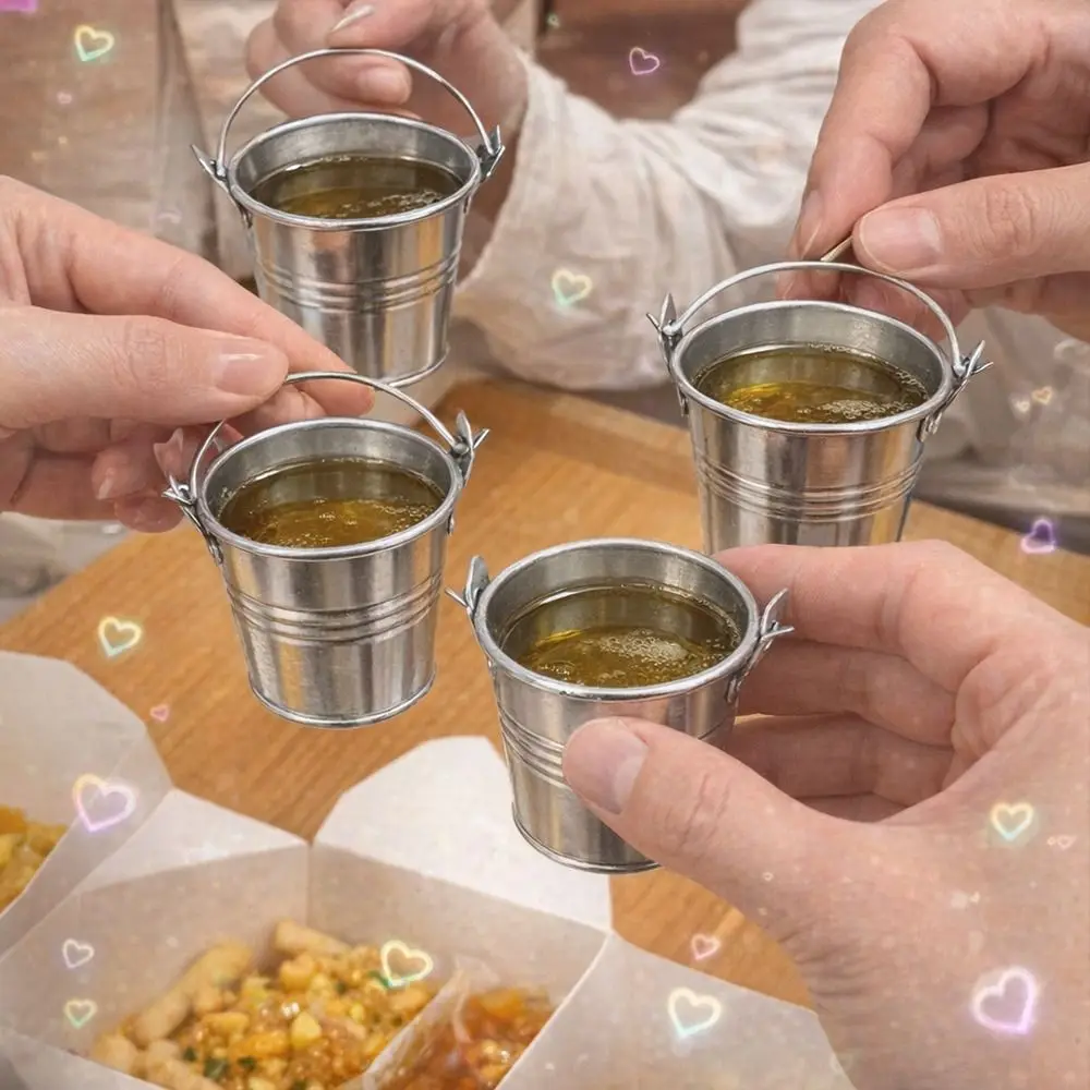 Gathering with Handle Bucket Shot Glass Reusable Portable Tiny Pail Cup Mini Bucket Cup Bar
