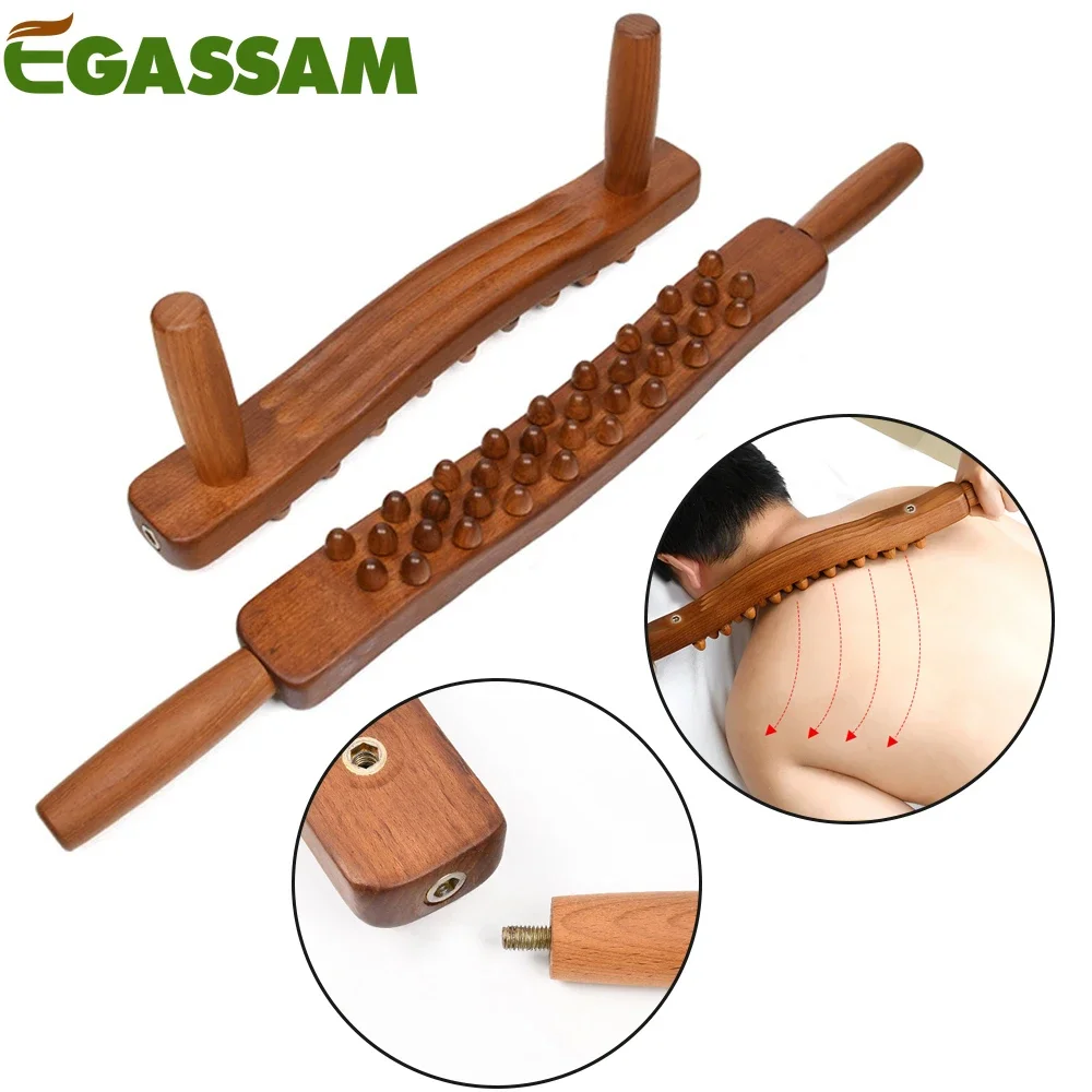 

Guasha Wood Stick Tools Wooden Therapy Scraping Lymphatic Drainage Massager, 34 Beads Point Treatment Gua Sha Tools for Back Leg