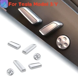 ABS Chrome Car Seat Adjustment Knob Button Switch Trim for Tesla Model 3 Y Model3 ModelY 2017 - 2022 Cover Accessories 6pcs
