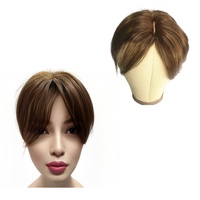 Short Hair Toppers for Women Real Human Hair Natural Hairpieces Middle Part Straight Hair Cover Grey Hair 6 inches