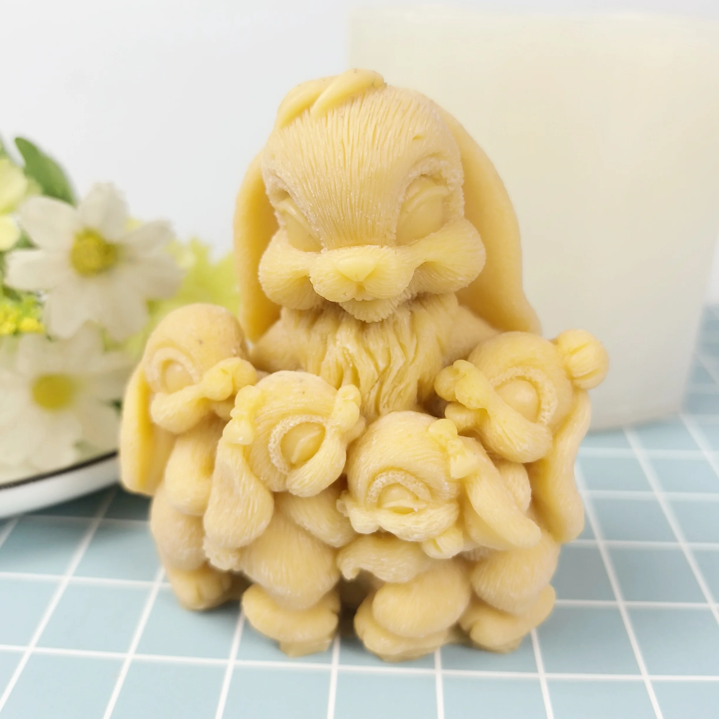 

Bunny Candle Mold Animals Moulds Cute Mother&Baby Rabbits Soap Molds Silicone 3D Wedding Birthday Clay Resin Mould
