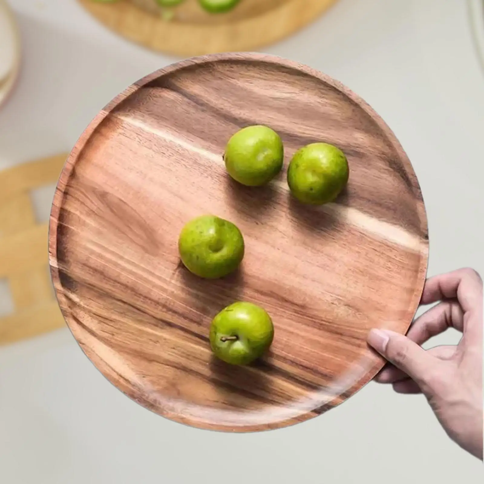 

Round Wood Tray Wedding Cupcake Stand Cheese Board Kitchen Platter Serving Platter Wood Plate for Cake Salad Party Snacks Coffee