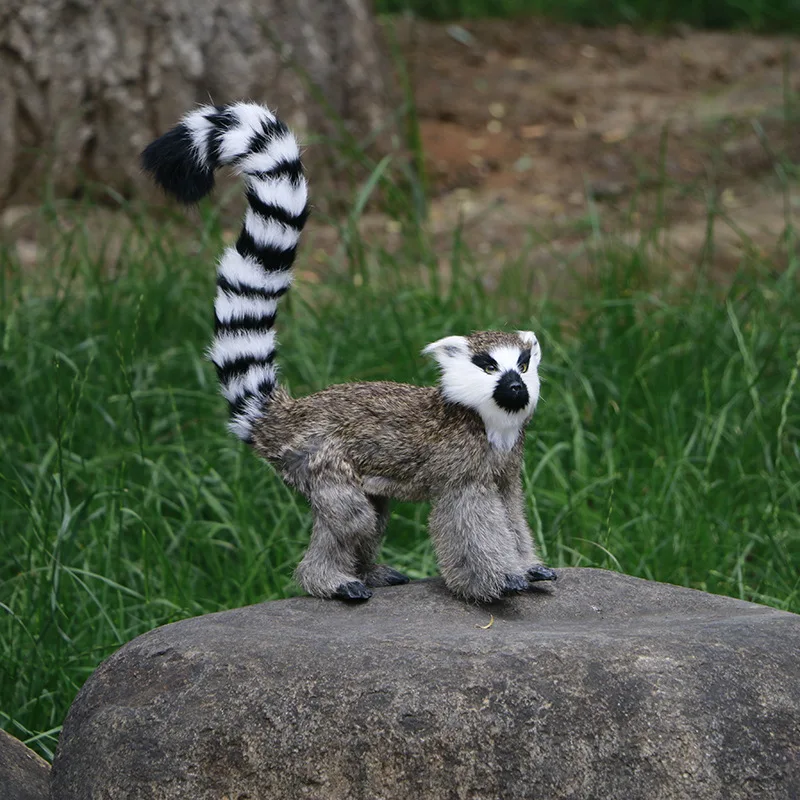 Realistic Cute Lemur Stuffed Animal Plush Toys Lifelike Ring Tailed Lemur Ornaments Home Decor Crafts Photo Props Kids Toy