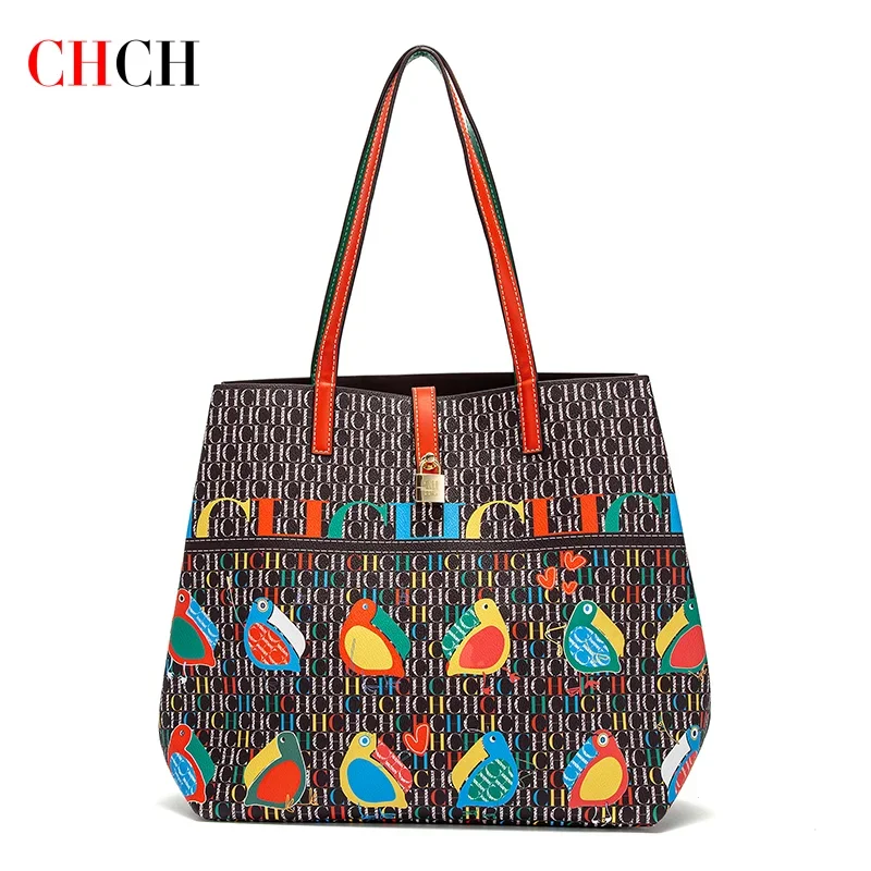 CHCH Dames Tote Bag Nieuwe Cartoon Letter Gedrukt Top Handtas