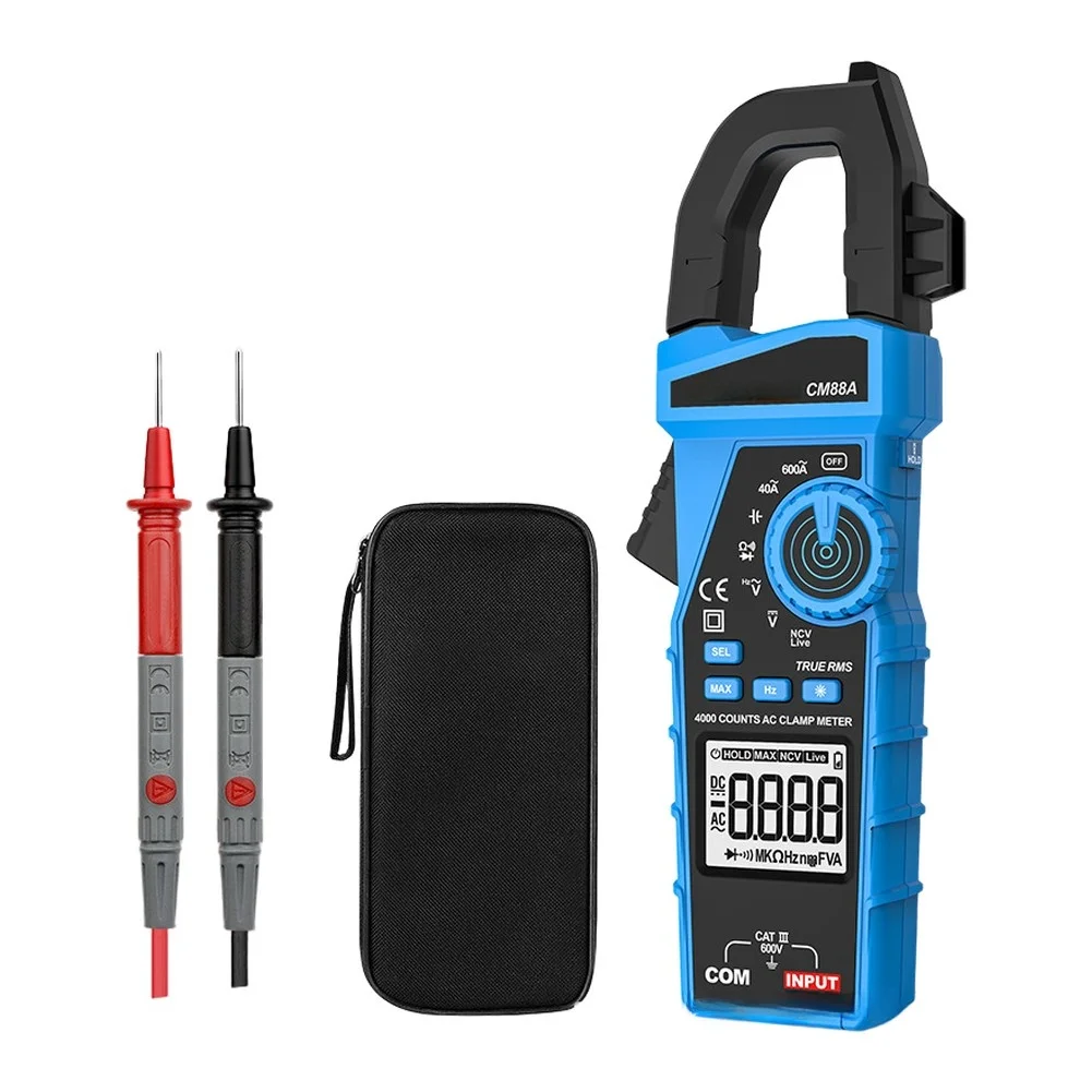 CM88A Digital Clamp Multimeter for Electrical Testing 600A AC Current 600V Voltage Measurement with LCD Display