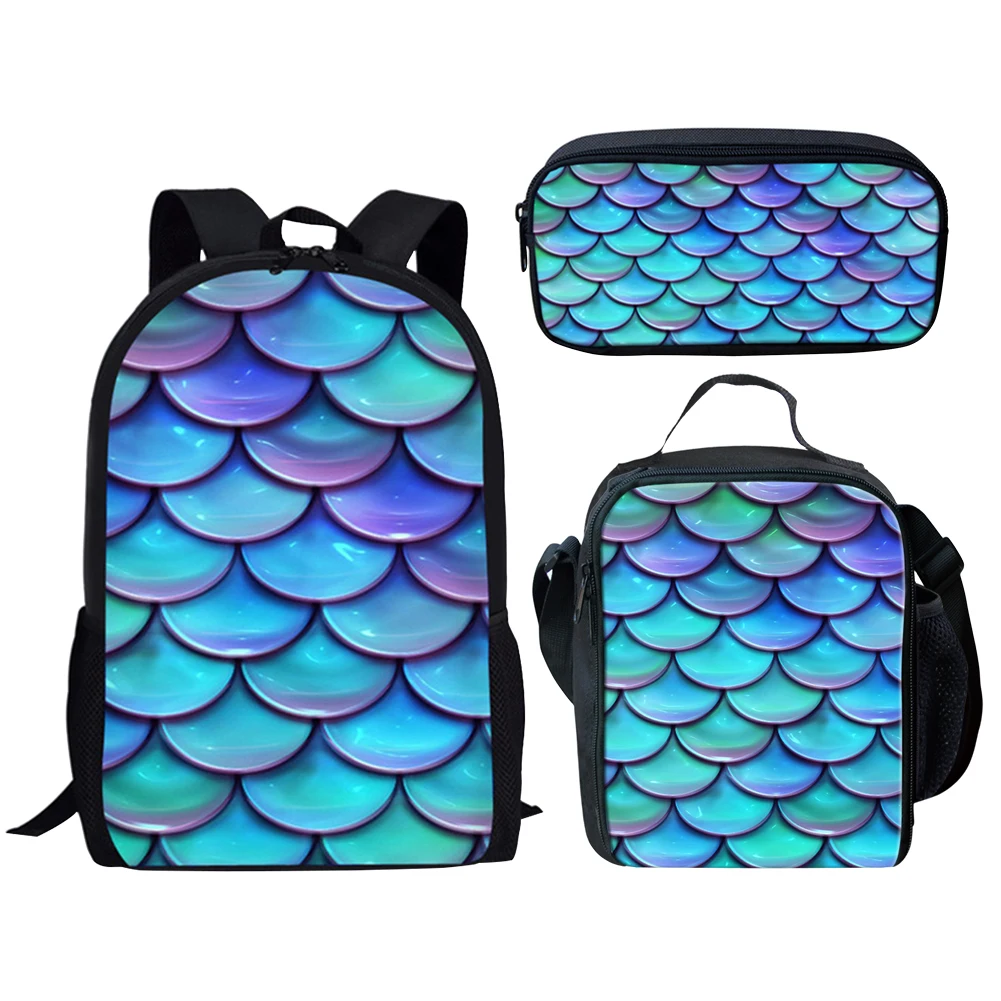 

Belidome Mermaid Scales Design 3Set School Bags Set for Teen Boys Girls Schoolbag Backpack for Student Bookbag Mochila Infantil