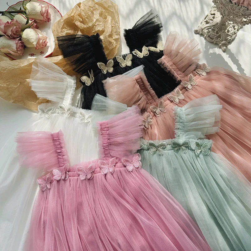 1-7T Toddler Kid Baby Girl Summer Clothes Sleeveless Elegant Infant Tutu Dress Party Birthday Princess Puff Dress Outfit