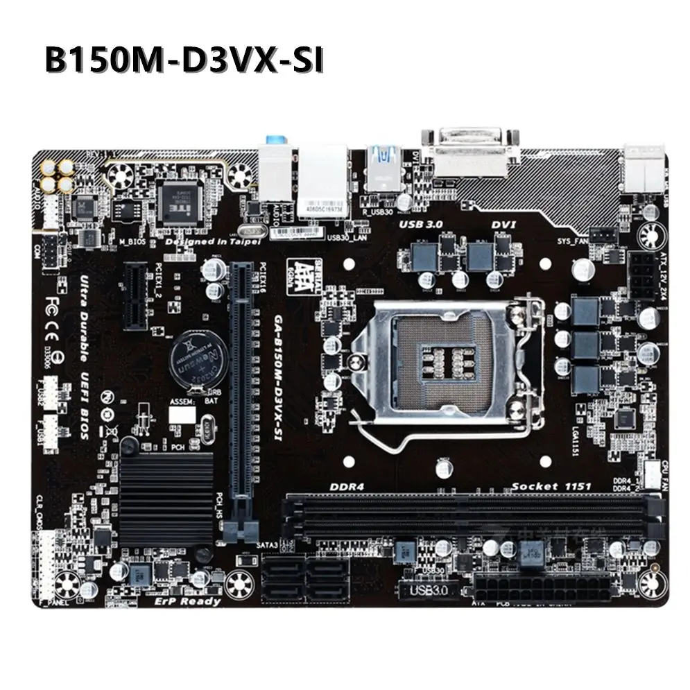 For B150M-D3VX-SI Motherboard LGA 1151 i3 i5 i7 CPU DDR4 32GB PCI-E 3.0 Desktop Intel B150 Mainboard DDR4 DVI