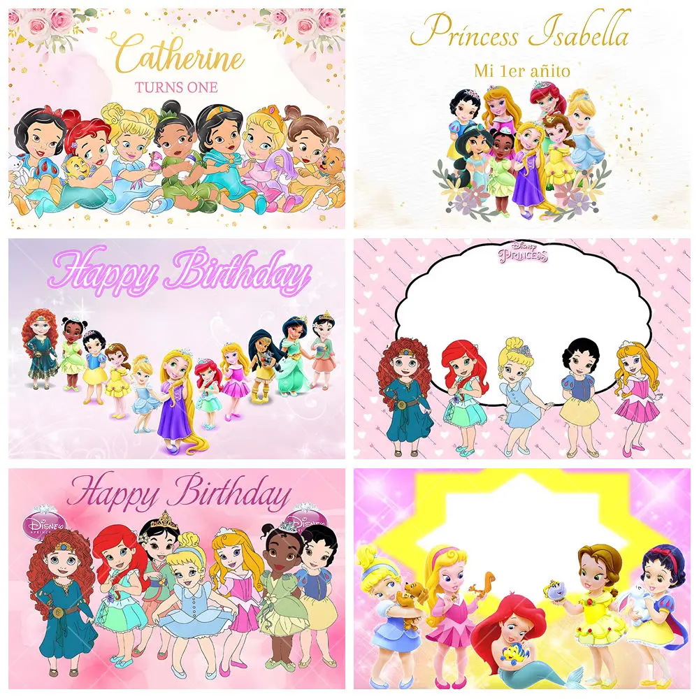 

Disney Baby Princess Photography Theme Custom Kid First Baptism Party Decoration Provides Portrait Photo Studio Props Background