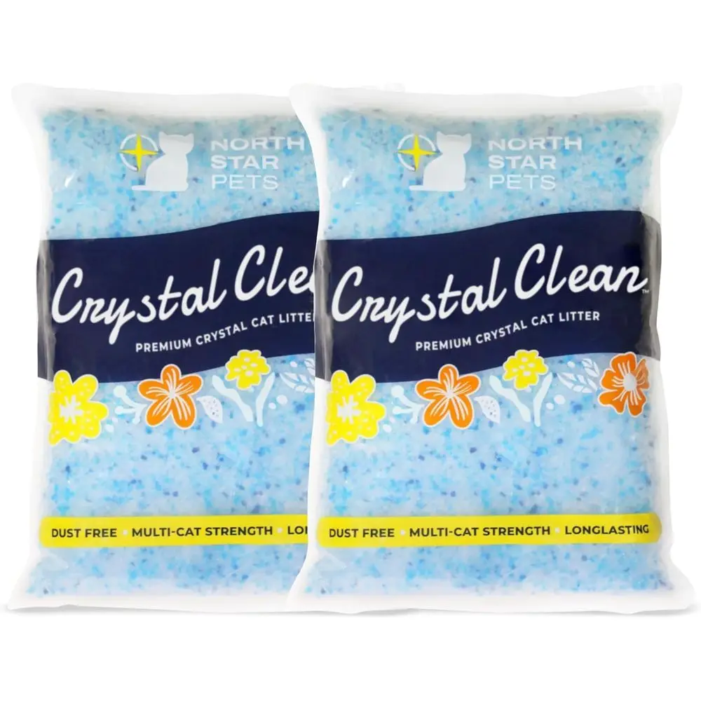 Crystal Clean Premium resh Scent Crystal Cat Litter with Odor Control (5X aster), Best Lightweight, Non Clumping Kitty Litter to