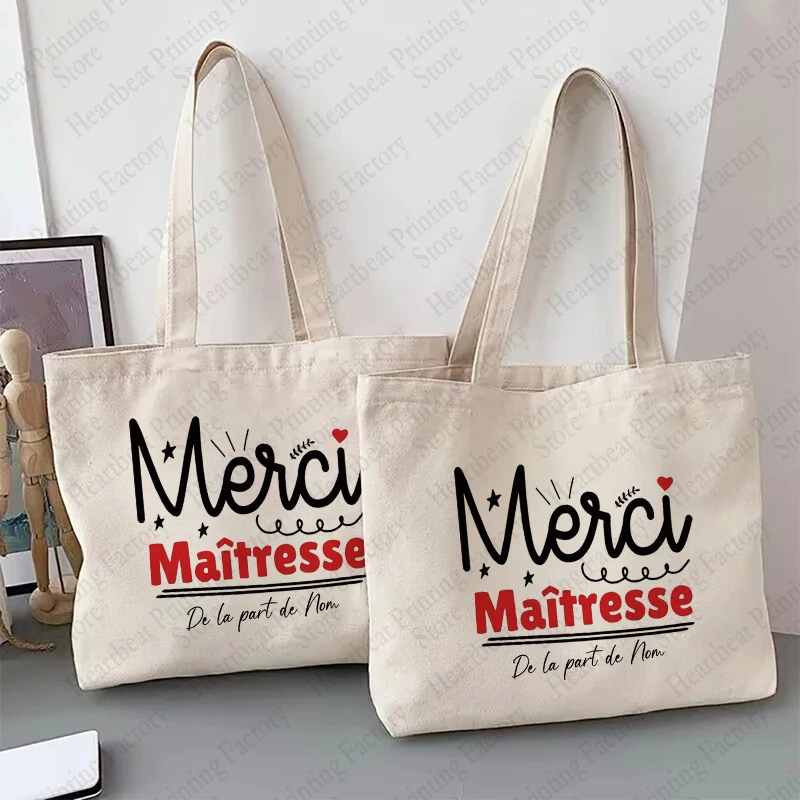Personalized Floral Teacher Appreciation Tote Bag with Custom Name - Shoulder Bag Gift Educators End of School Year Presents