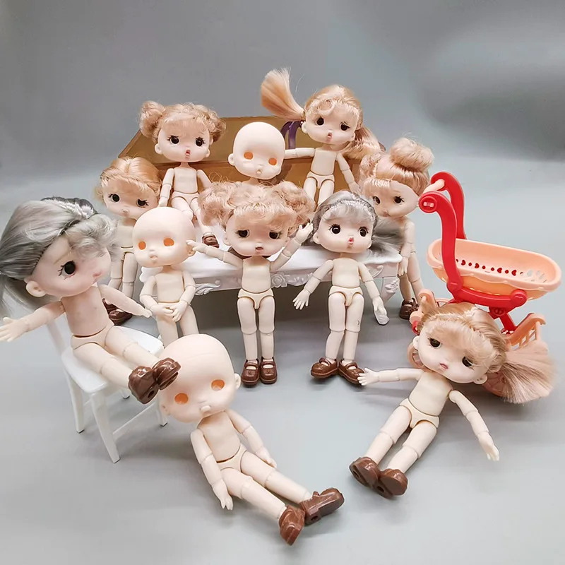 13.5cm Kawaii Maruko Girl Princess Nude Doll 1/12 BJD Joints Movable Cute Expression Girl Baby DIY Dress Up Toys