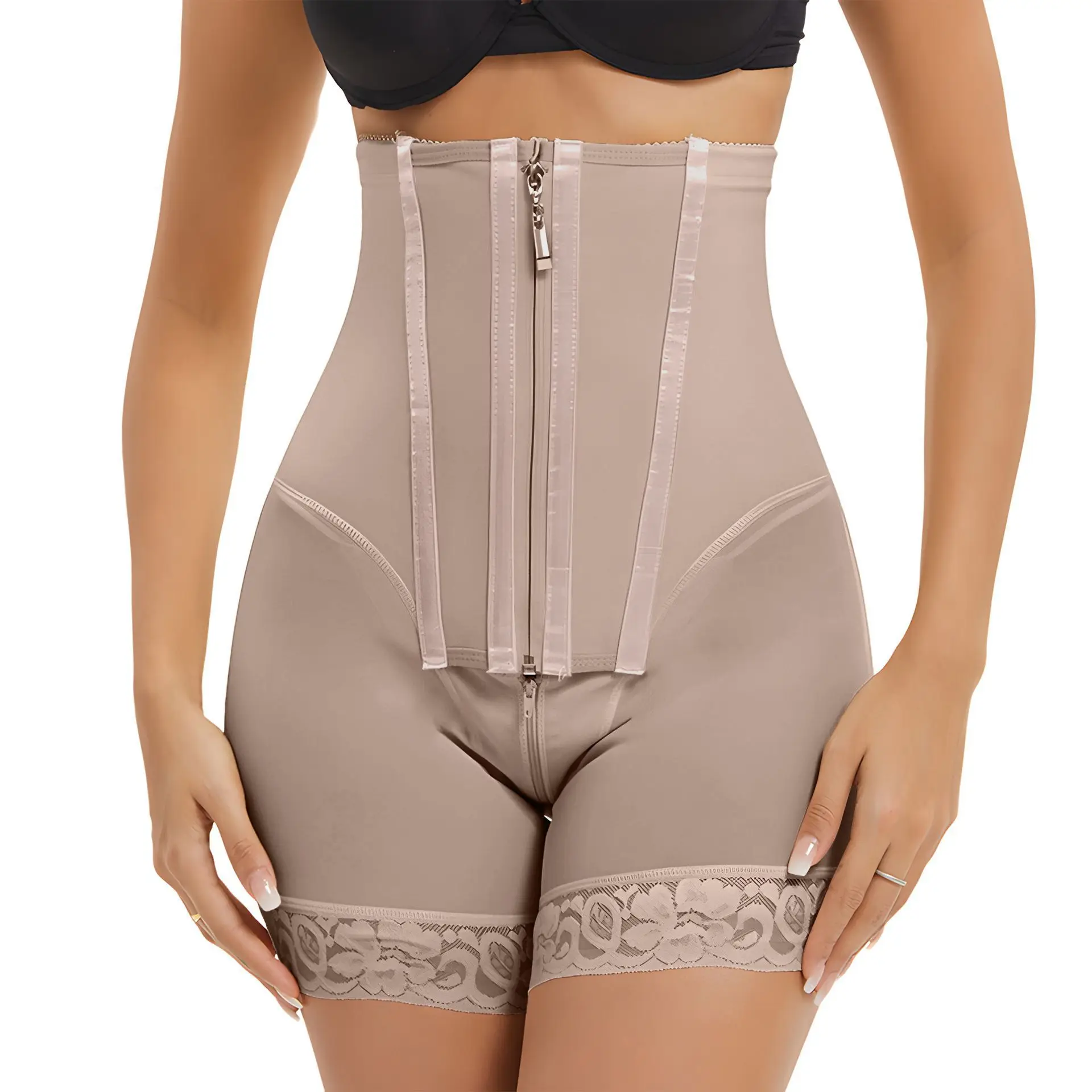 ملابس داخلية كولومبية للنساء للتحكم في البطن وشد المؤخرة مع سحاب بين الرجلين