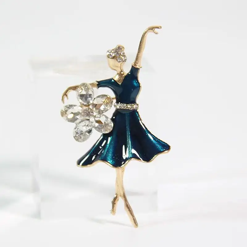 Exquisite Crystal Ballet Dancer Brooches Jewelry Pins For Lady Elegant Women\'s Brooch Pin Decorative Suit Clothing Badges