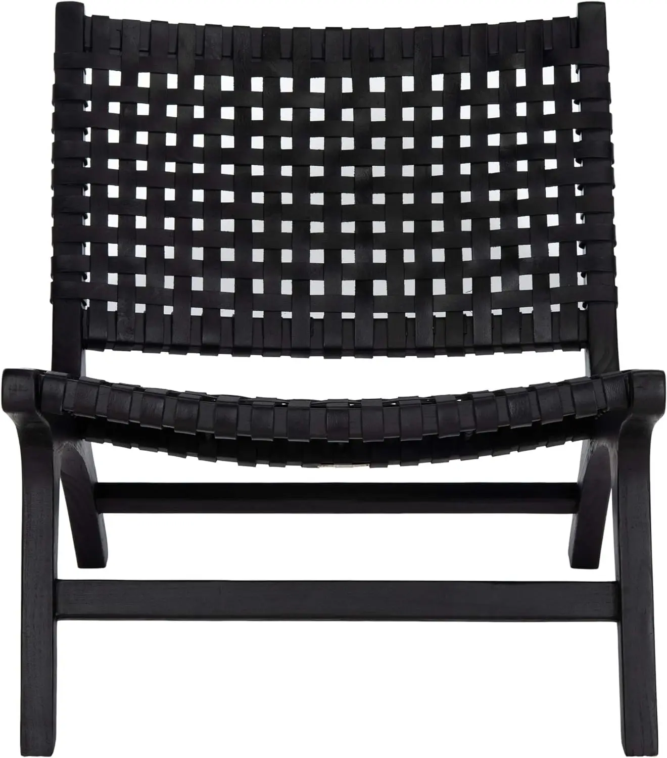 Home Luna Black and Black Leather Woven Accent Chair