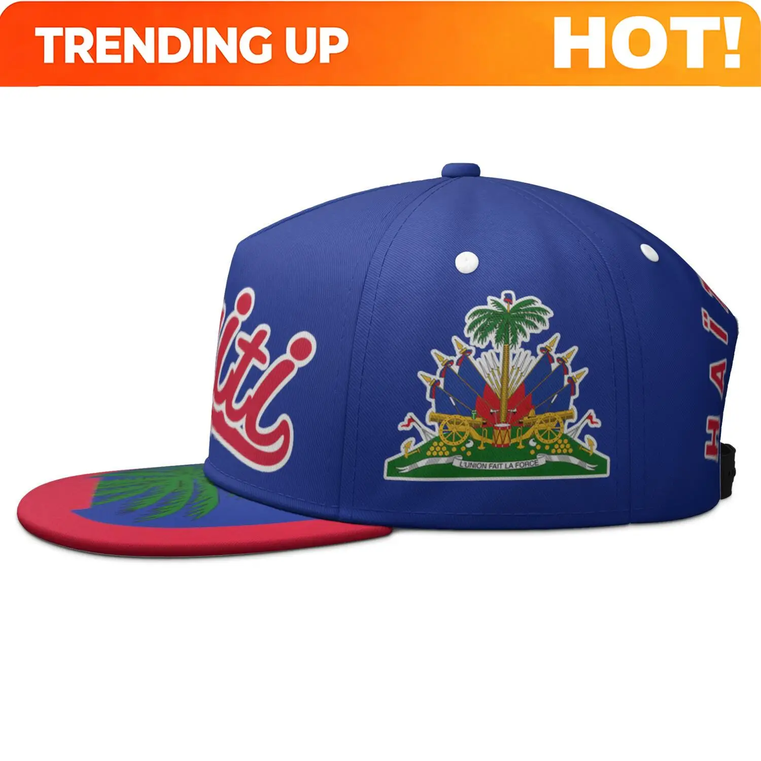 Haiti Flat Brimmed Cap Custom Name Number Logo Hip-Hop Hat Haitian Republic Nation Flag Country College Print Photo Headgear