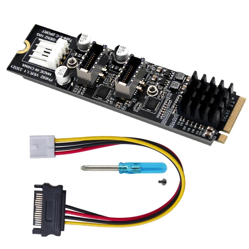 

NVME M-Key PCIE Express to Dual Type-E USB 3.1 Front Panel Socket Card Adapter for Motherboard 10Gbps