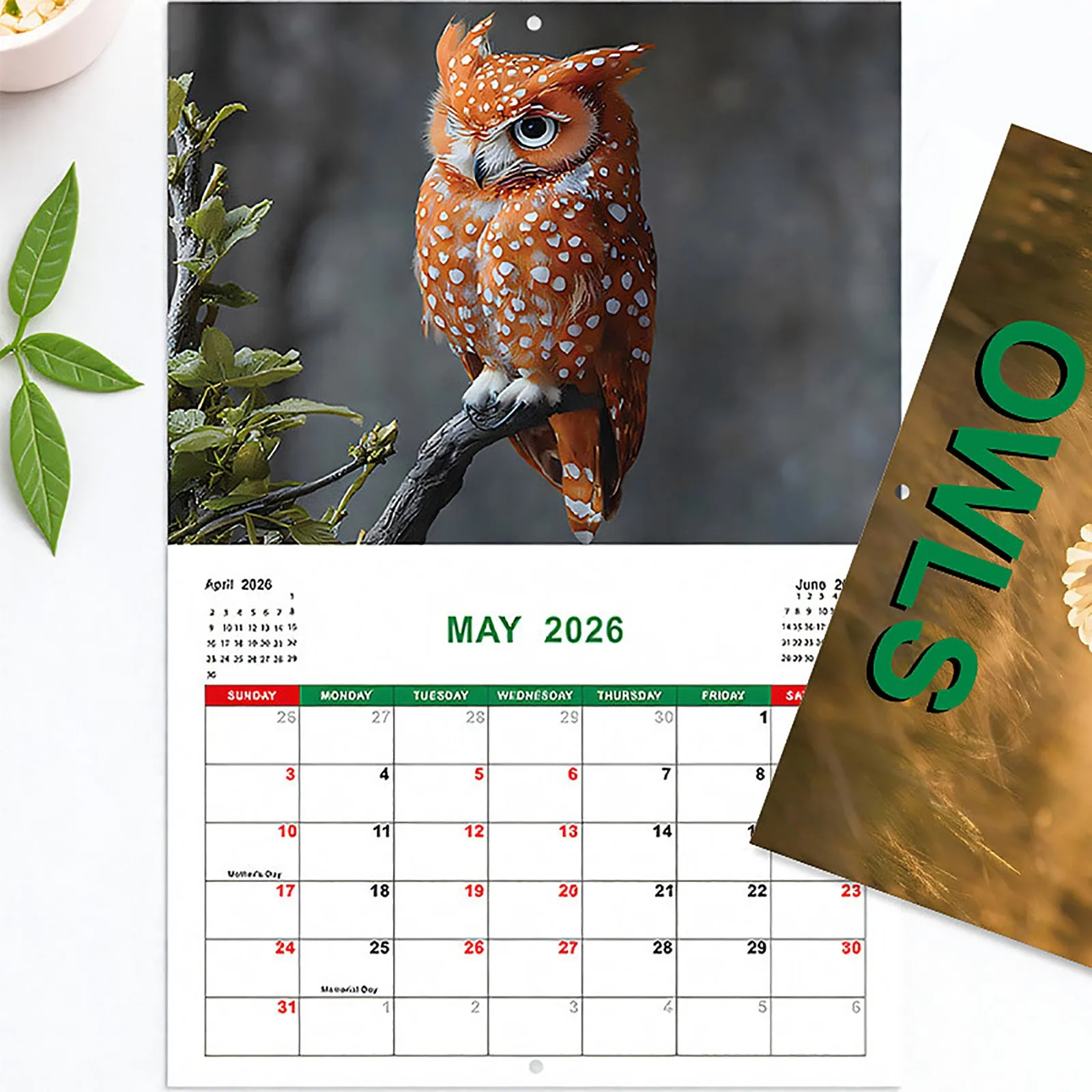 

New 2026 Calendar - 12 Month Owles Themed Wall Flip Calendar Fun Cute Home Decor For Scheduling And More