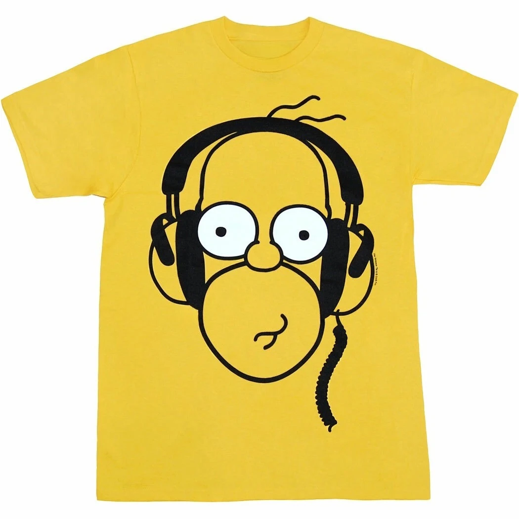 Camiseta con auriculares de Simpsons Homer, camiseta de Homer Simpson, camiseta gráfica divertida de cerveza, camiseta de bebida repetida Duff, Top de dibujos animados Retro