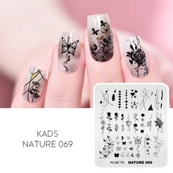 KADS Nature 069 Nail Stamp Plate Butterfly Flower Love Line Geometry Stamping Gel Polish DIY Print Template Stencil Tool