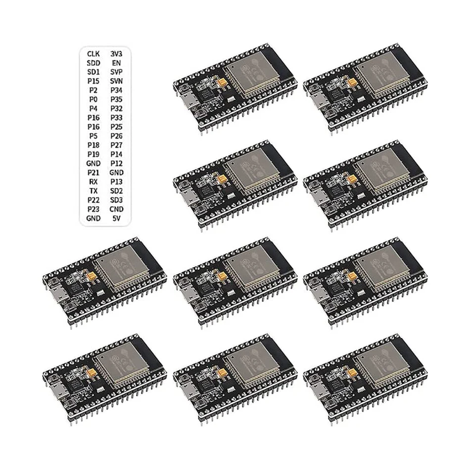 

10PCS 38pin ESP-WROOM-32 ESP32 ESP-32S Development Board 2.4GHz Dual-Mode WiFi + Bluetooth Dual Cores with Antenna for Arduino