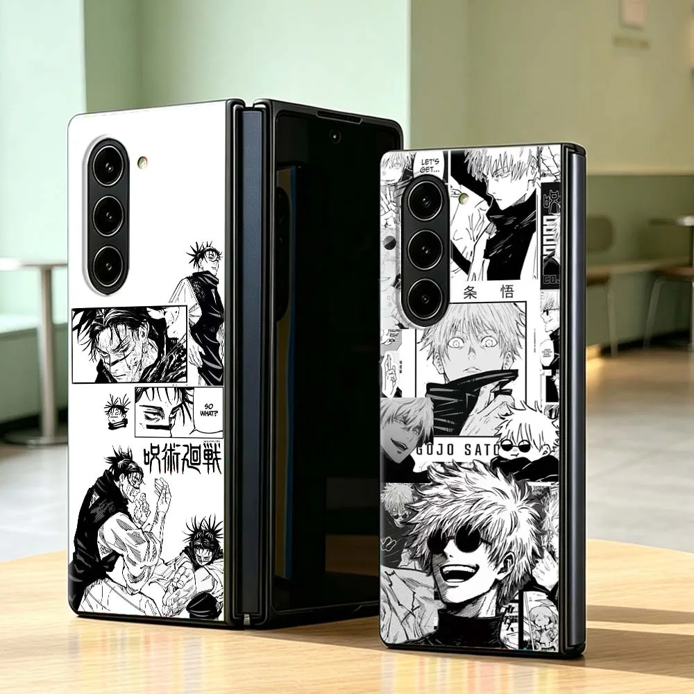 Anime Gojo Satoru Cover Phone Case For Samsung Galaxy Z Fold 8 3 4 5 6 7 5G PC Hard Mobile Folding Black Shell