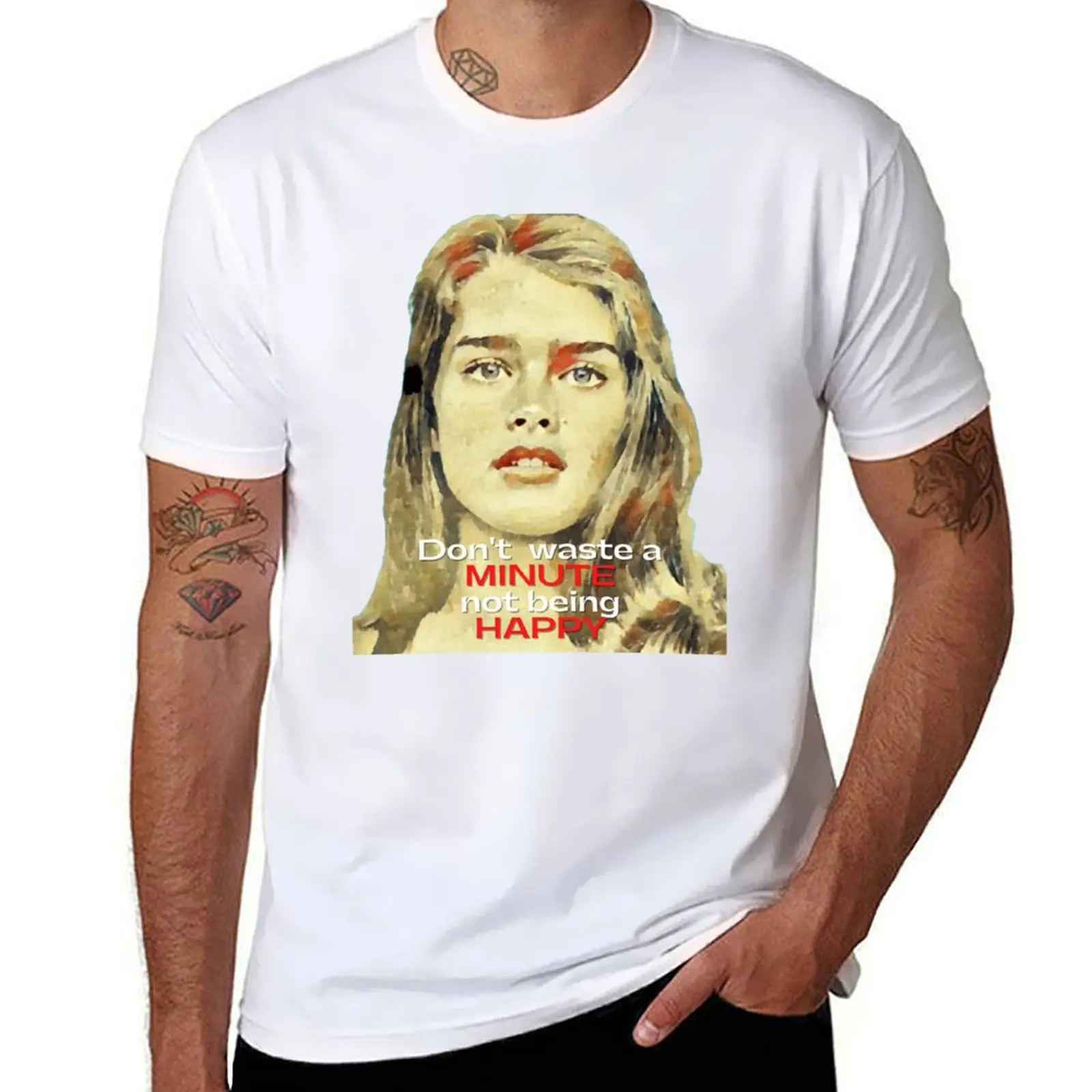 

Don't waste a minute not being happy - Brooke Shields T-Shirt clothes luxury clothing labubu men clothes