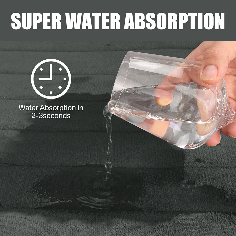 سجادة حمام من إسفنج الذاكرة، سجادة ماصة فائقة النعومة وغير قابلة للانزلاق، سجادة أرضية سريعة الجفاف وقابلة للغسل لملحقات الديكور المنزلي في حوض الاستحمام #3