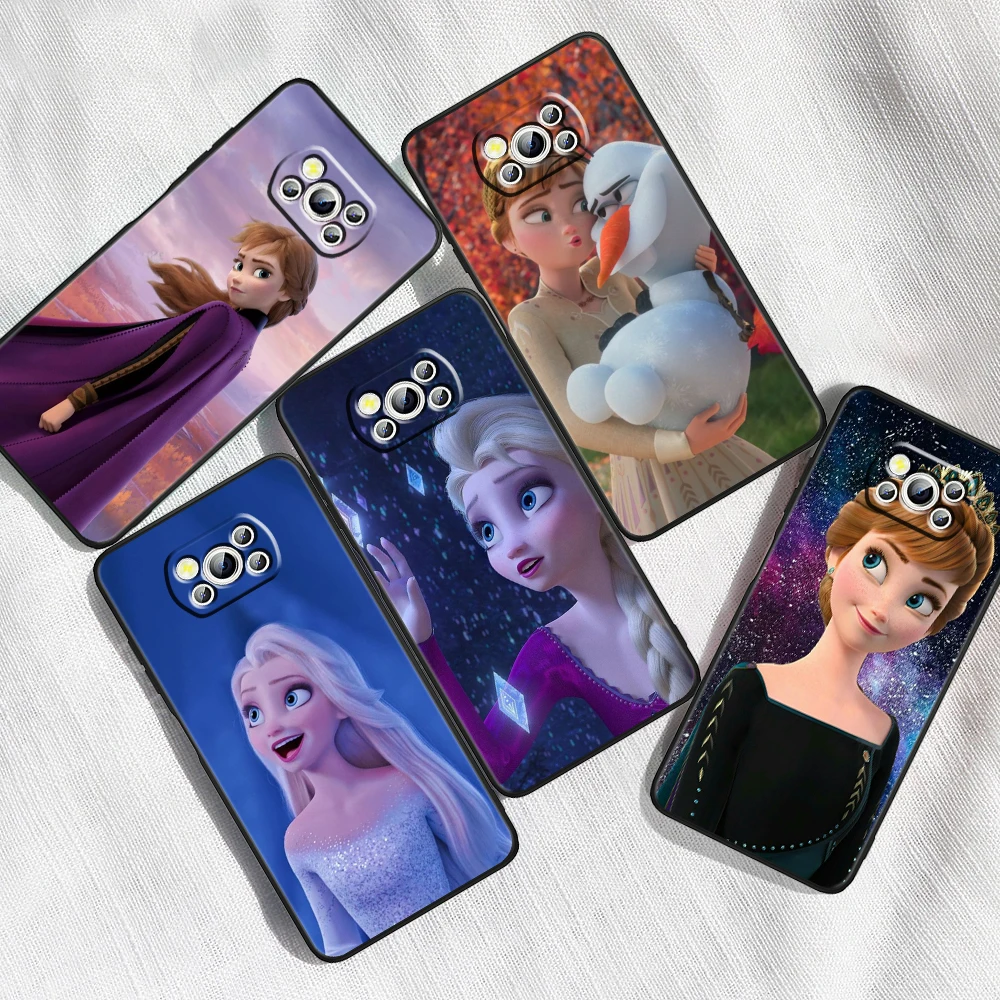 

Frozen The Snow Queen Elsa For Xiaomi Mi Poco F5 F4 F3 X6 X5 X4 X3 M6 M5 M5S M4 M3 C65 Pro GT NFC 5G Black Cover Phone Case