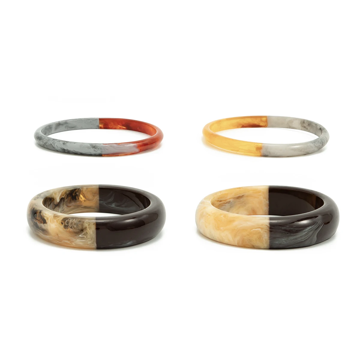 Ingemark 4-teiliges Set Elegantes Harz-Acryl-Armband für Frauen Minimalistisches Mehrschichtiges Gestapeltes Rundes Armreif Schmuckgeschenk – Detail 6