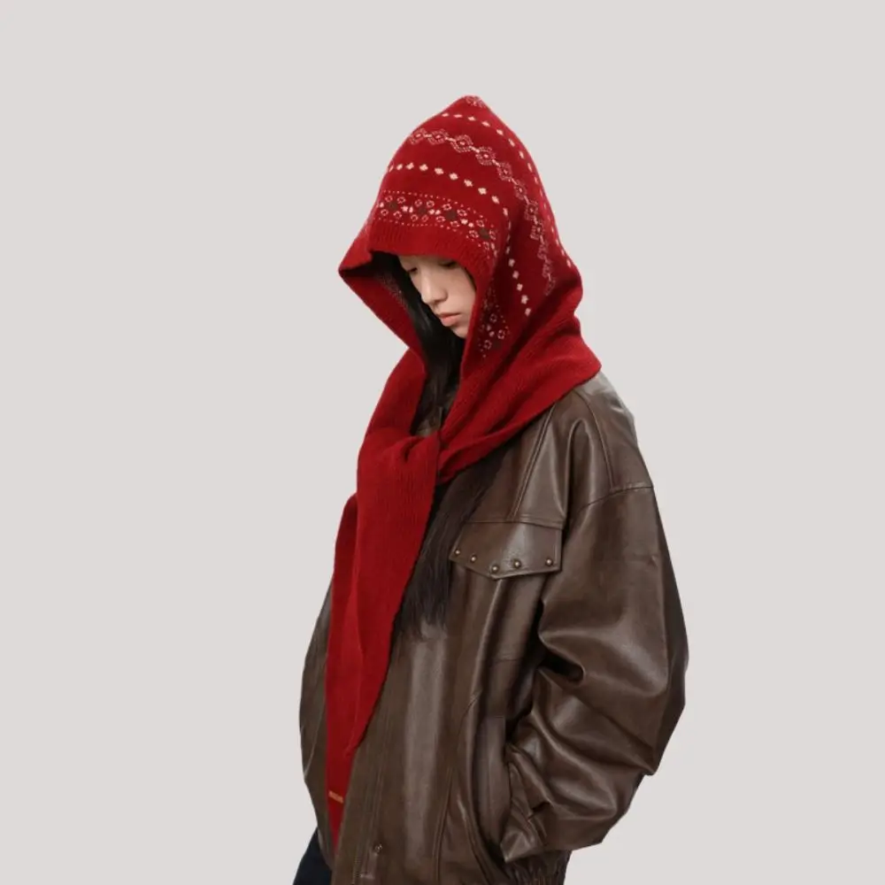 Mode pull chapeau Jacquard cagoule chapeau juste île Style rouge oreille Protection chapeau épaissi bonnet tricoté chapeau chaud