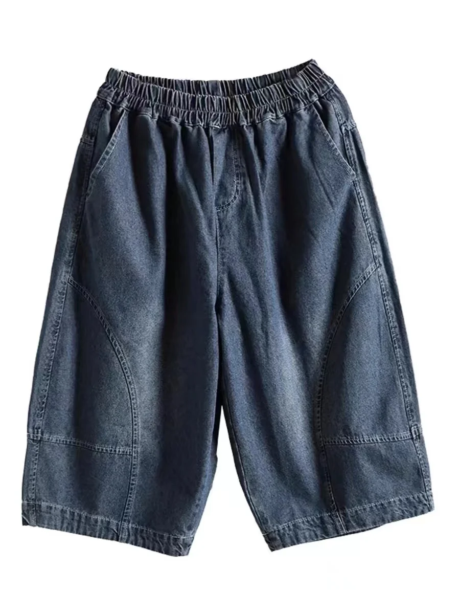 

Women's Summer Slimming High Waist Wide Leg ort Jeans Six-Foot Pants Thin Loose Fit Over-Knee Denim orts Straight Cut