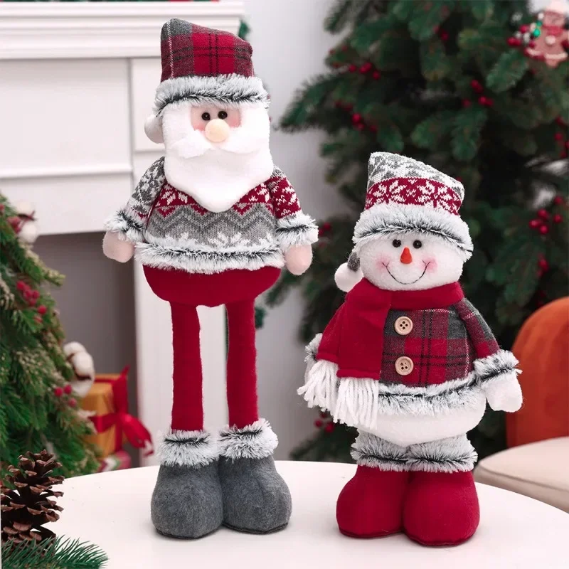 Christmas Red Series Scalable Doll Creative Sequin Pink Elk Snowman Home Decoration Accessories Window Decoration Ornaments